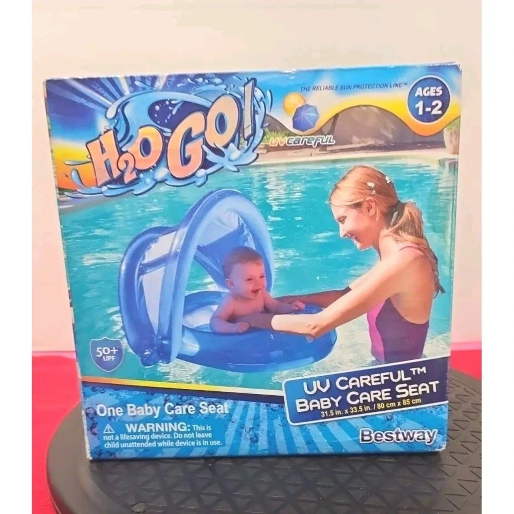 H2O Go! Baby Care Seat Float 50+ UPF‎ Protection Detachable Sun Shade Blue New